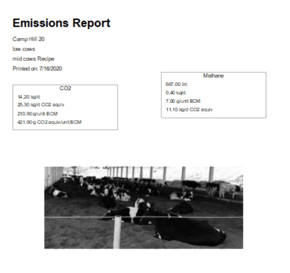 Image of the Emissions report from AMTS.Farm software.