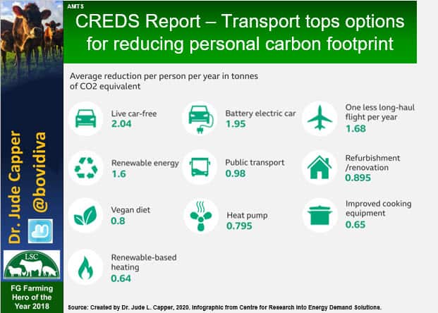 Graphic showing various actions to reduce personal carbon footprint